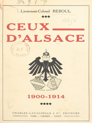 cover image of Ceux d'Alsace, 1900-1914